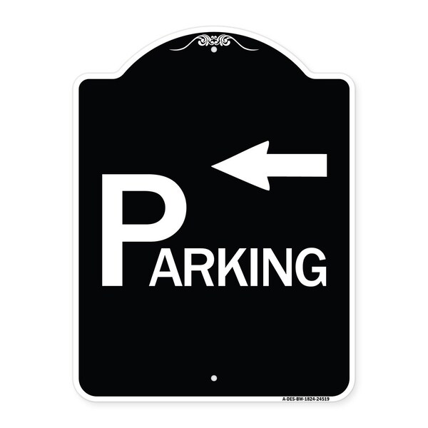 Parking with Arrow Pointing Left Heavy-Gauge Aluminum Architectural Sign, 24" x 18", BW-1824-24519